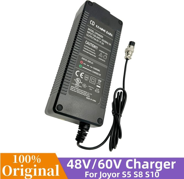 Joyor Ladegerät für Elektroroller S5 S8 S10 S5pro S5z S10z T6 T10 mit 54,6V/67,2V Ausgang für 48V/60V Akkus in Schwarz - Bild 1
