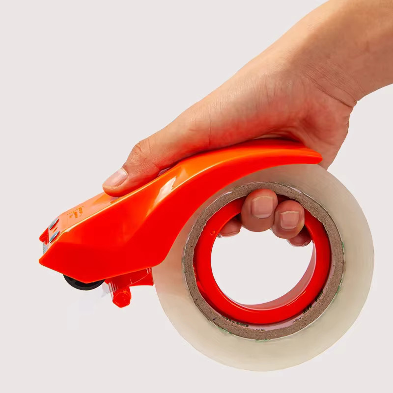 Robuster Klebebandspender aus Kunststoff in Orange für Büro und Lager - Bild 3