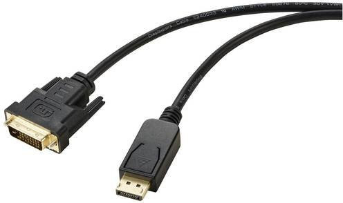 Renkforce DisplayPort auf DVI-D 24+1pol. Adapterkabel Schwarz, Länge: 1,80 m - Bild 1
