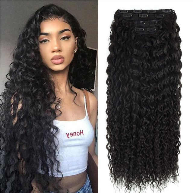 Booming Hair Clip-in-Haarverlängerung, Synthetik, Ombre-Braun, 28 Zoll, 140 g - Bild 1