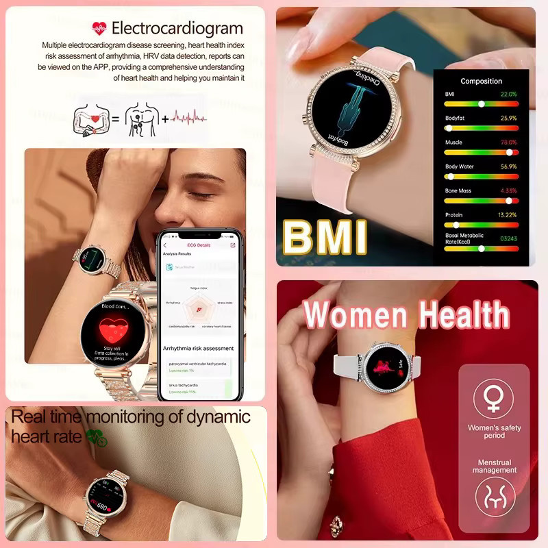 MAVHX Damen Smartwatch in Pink mit AMOLED-Bildschirm, Anruffunktion, EKG und Blutdruckmessung - Bild 3
