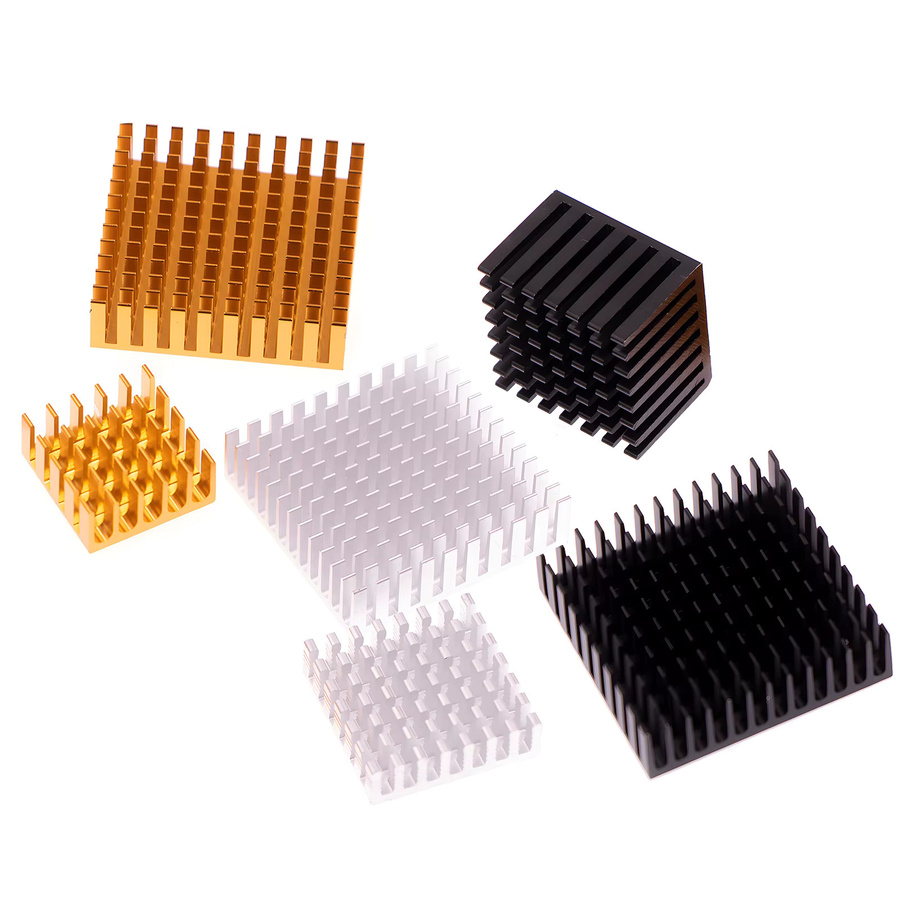 Aluminium-Kühlkörper mit Schlitzen für elektronische Chips in Silber und Schwarz, B/T/H: 22 x 22 x 10 mm, 28 x 28 x 6 mm oder 28 x 28 x 20 mm oder 40 x 40 x 11 mm - Bild 3