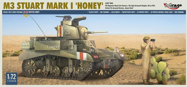 Mirage Hobby M3 Stuart Mk I Honey light tank, Modellbau, 1:72 - Bild 1