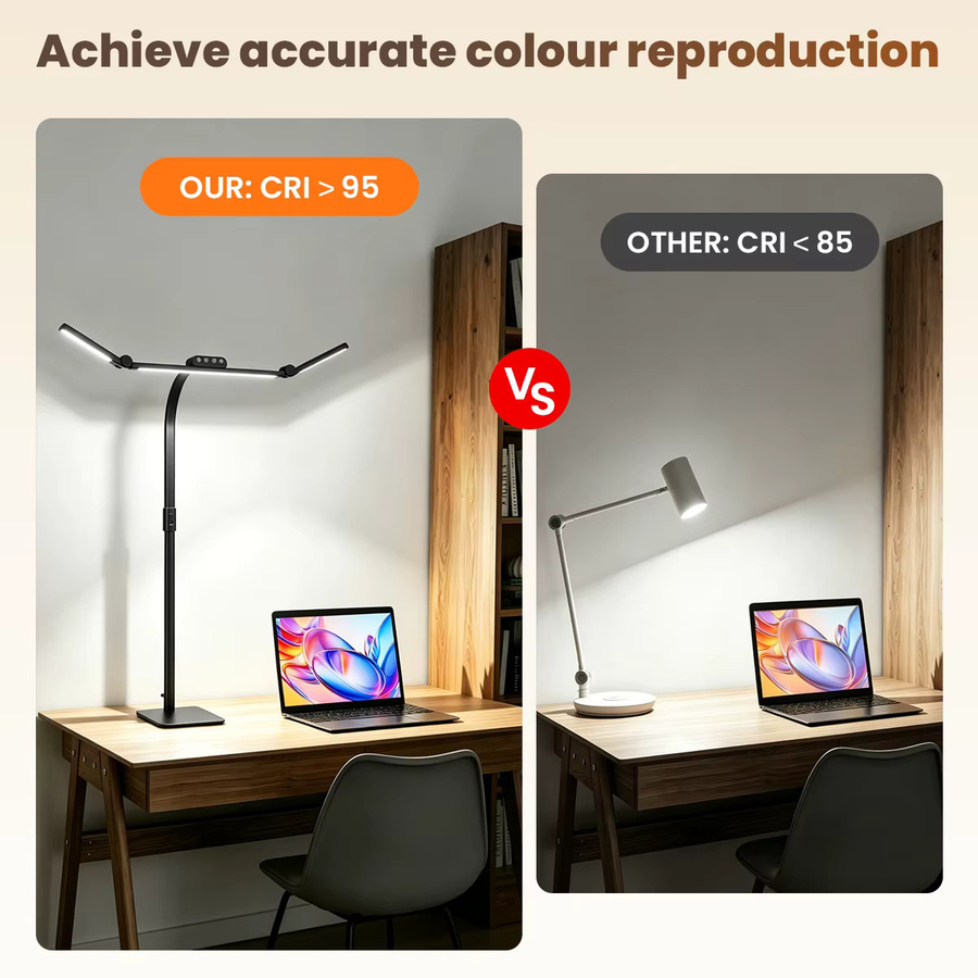 Ultrahelle LED-Schreibtischlampe in Schwarz mit Sockel oder Klemme, dimmbar per Touch, mit Augenschutz und hohem CRI-Wert für Home-Office und Studium - Bild 4