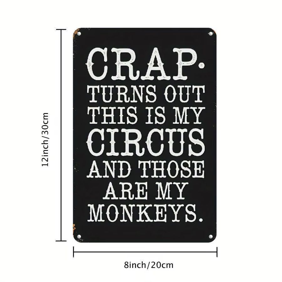 HEMITONG Vintage Metallblechschild This Is My Circus And These Are My Monkeys Retro Wanddeko für Mama und Mutter, B/H: 20 x 30 cm - Bild 6