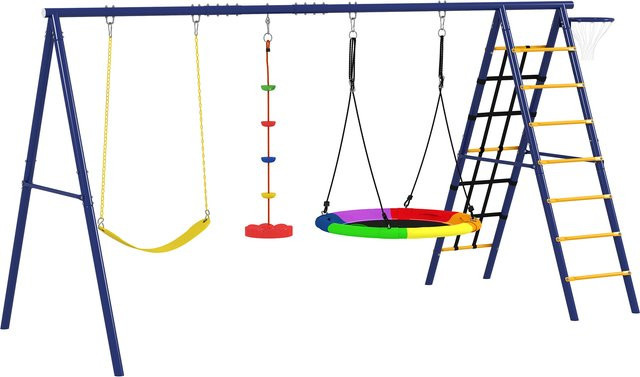 Aosom Kinderschaukel-Set 6 in 1 Schaukelgerüst aus Stahl, ab 3 Jahre - Bild 1