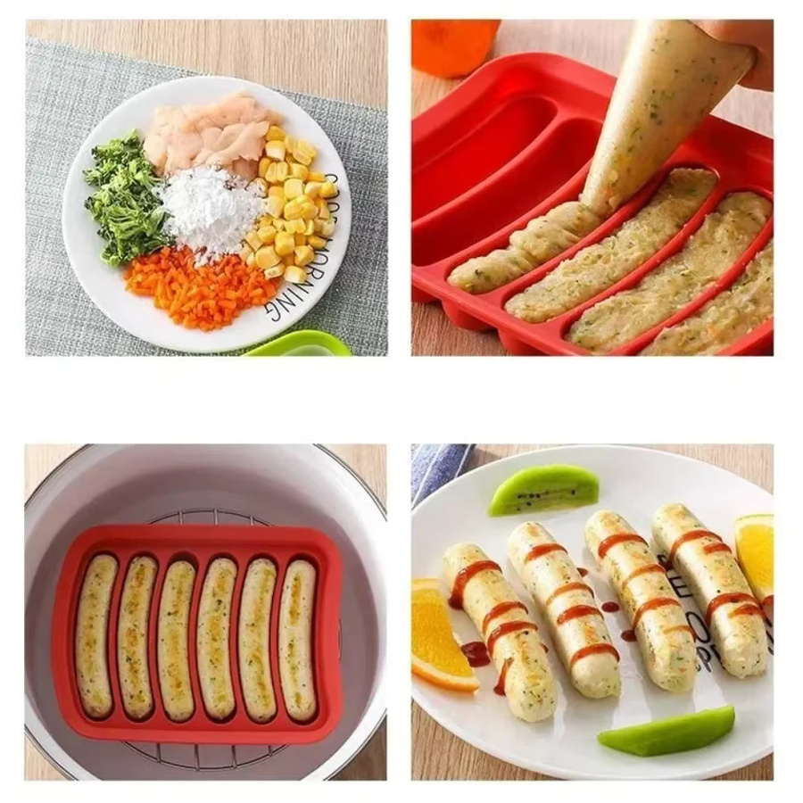 DUTRIEUX Silikon-Wurstform mit Deckel in Weiß, Hitzebeständiges Backwerkzeug für Hot Dogs und Schinken - Bild 5
