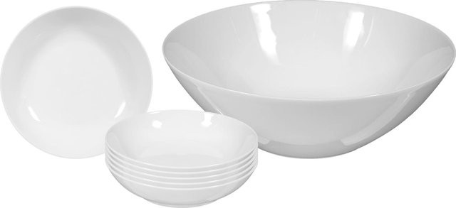 Seltmann Weiden Salat-Set Rondo/Liane aus Porzellan, 7er Set, Weiß - Bild 1