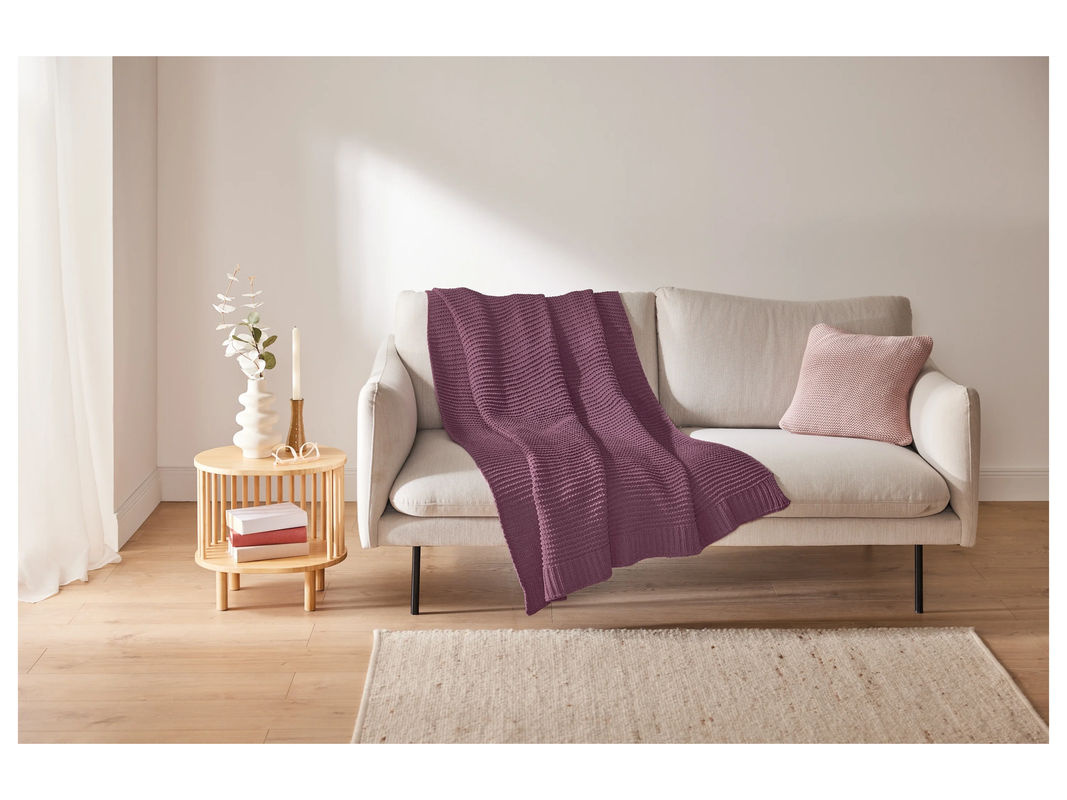 LIVARNO HOME Kuscheldecke Chenille in Violett, B: 125 cm, H: 140 cm - Bild 2