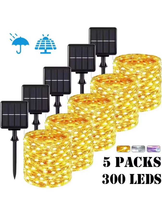 OKAL RED EAST Solar LED Lichterkette für Garten und Outdoor, 300 LEDs, Silber, 32 m - Bild 7