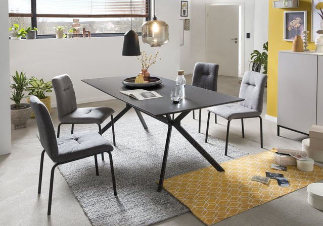 TPFLiving Esszimmertisch NIILO in Schwarz mit MDF-Dekor und Metallgestell, B/T/H: 180 x 90 x 75 cm - Bild 1