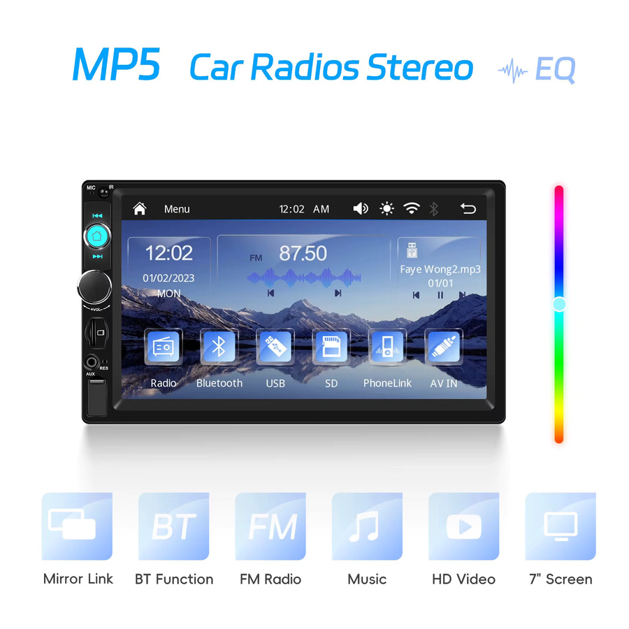 Podofo 10,4 Zoll Manuelles Schwenkbares 1DIN Autoradio mit Wireless CarPlay und Android Auto, Multimedia-Player mit Bluetooth, FM/RDS Radio und Spiegelverbindung in Schwarz - Bild 1