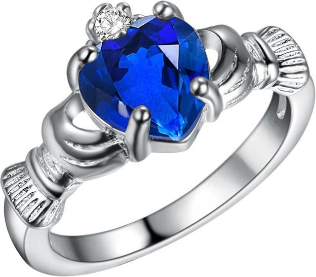 Herzring Silber, Kristall, Zirkonia, Damen - Bild 1