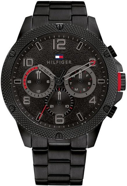 Tommy Hilfiger Herrenuhr, Quarz, Edelstahl, Schwarz, 46 mm - Bild 1