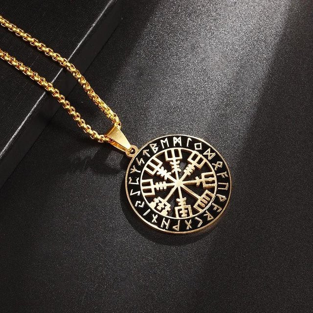 Rui Di Halskette Edelstahl, Gold, Tetragrammaton Pentagramm Anhänger, Herren - Bild 1