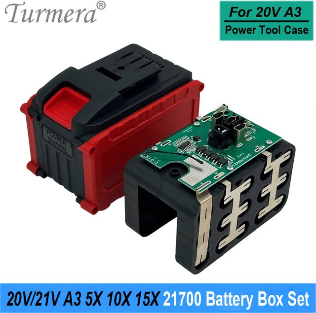 Turmera 20V A3 Schraubendreher-Batteriegehäuse mit 40A BMS als Ersatz für 18V und 21V Elektrowerkzeuge und Bohrmaschinen mit 5x 10x 15x 21700 Batteriehalter - Bild 1