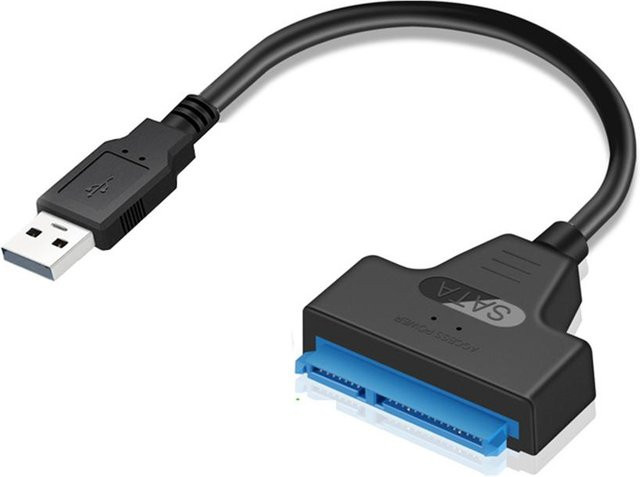 USB 2.0 zu SATA Adapter Konverterkabel für 2,5 Zoll HDD und SSD in Schwarz - Bild 1
