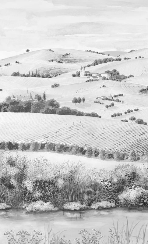 Isidore Leroy Wandtapete Vendanges Mural in Grau aus Vlies mit Naturmotiv - Bild 2