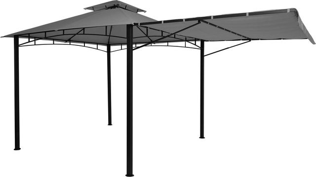 BERLINLODGE Garten Pavillon Pergola aus Stahl und Polyester in Grau mit beweglicher Seitenwand, H x B x T: 275 x 490 x 250 cm - Bild 1