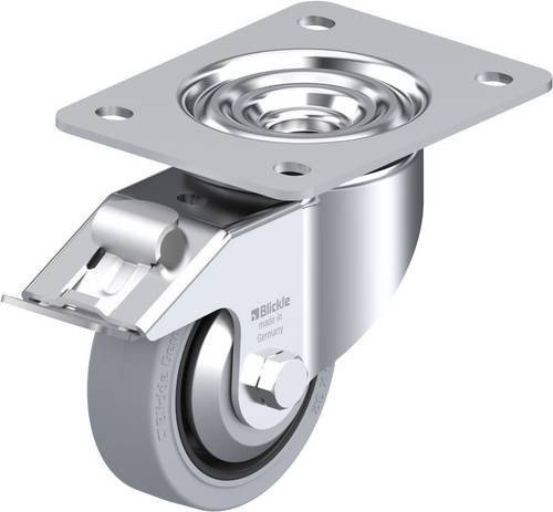 Blickle Lenkrolle mit Feststeller 851024 LK-POEV 100KAD-3-FI-SG-FA, Rad-Durchmesser: 100 mm, Tragfähigkeit: 200 kg, Farbe: Grau/Schwarz/Silber - Bild 1