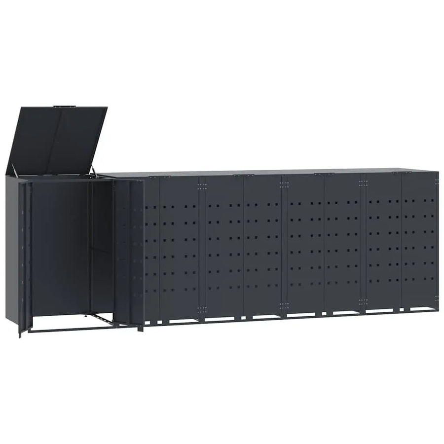 DELUKE Mülltonnenbox GORILO Mülltonnenverkleidung aus Stahl für 5 Tonnen, Farbe: Anthrazit, B/T/H: 345 x 79 x 117 cm - Bild 2