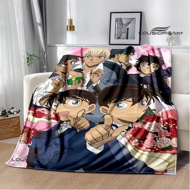 Warme Flanell-Picknickdecke mit Detektiv Conan Cartoon-Print von Magic Zhu, Mehrfarbig, B: 75 cm, H: 90 cm - Bild 1