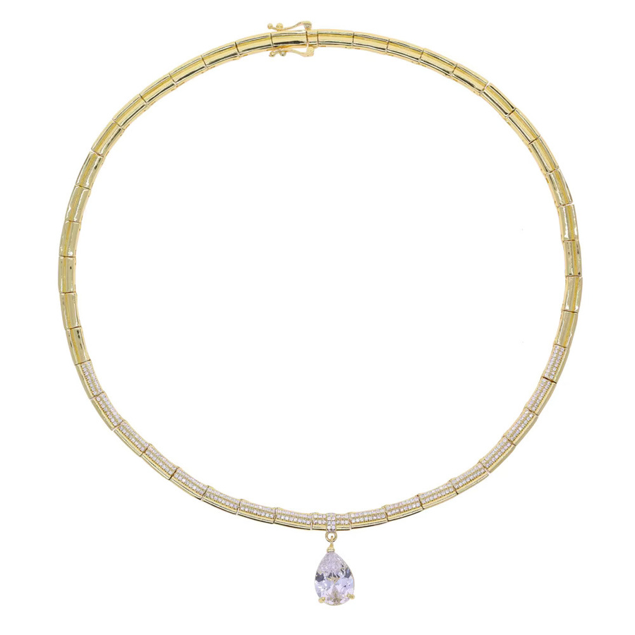 GIRLMIDNIGHT Halskette, Wassertropfen Anhänger, Zirkonia, Gold - Bild 2