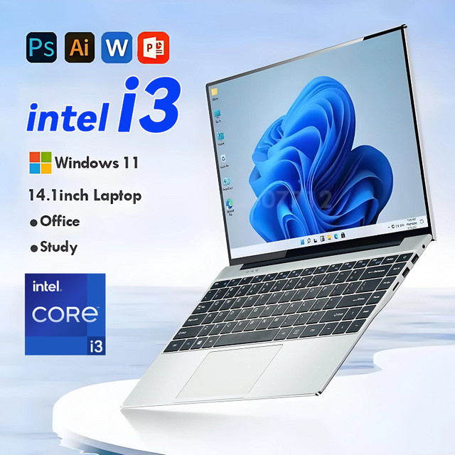 FUCHU Business Laptop mit Intel Core i3-6100U, 16GB RAM, 512GB SSD, 14,1 Zoll Display, Silber, Windows 11 - Bild 1