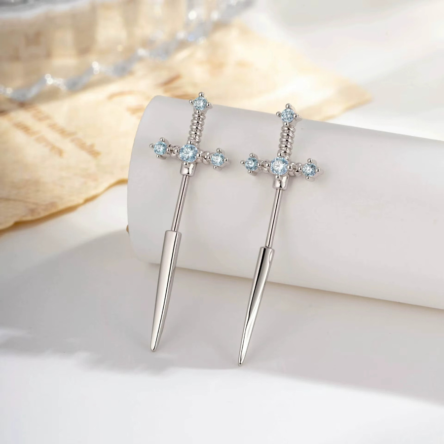 mling Ohrstecker Kreuzförmig, Titan, Zirkonia, Silber - Bild 2