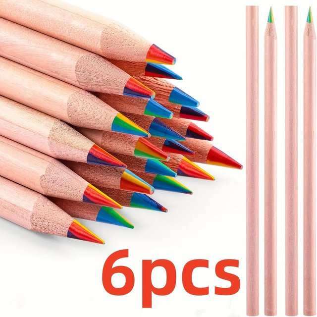 Aiwolin 6-teiliges Regenbogenstifte-Set mit 7 Farben für Kinder zum Malen und Zeichnen, mehrfarbig - Bild 1
