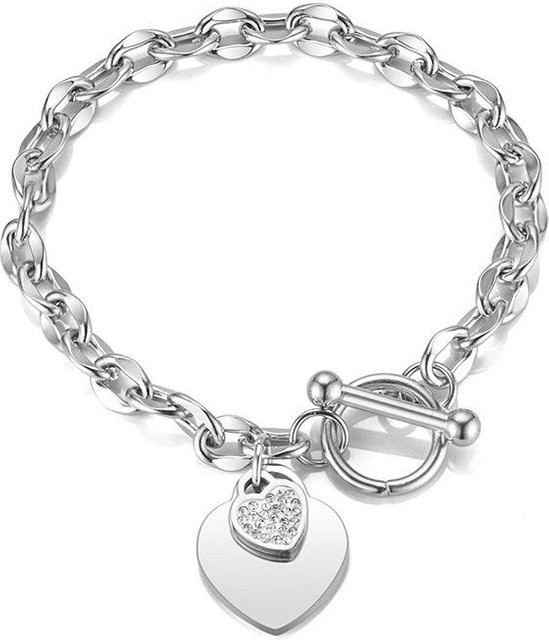 SwiftNex Armband Titanstahl, Herzglieder, Damen, white - Bild 1