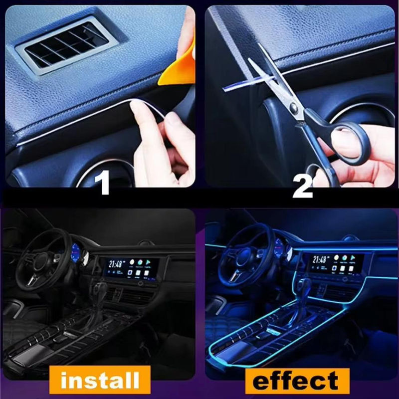 MnnWuu RGB LED Neon-Flex Automobildekoration mit Batteriebox, violett, 1 m - Bild 6