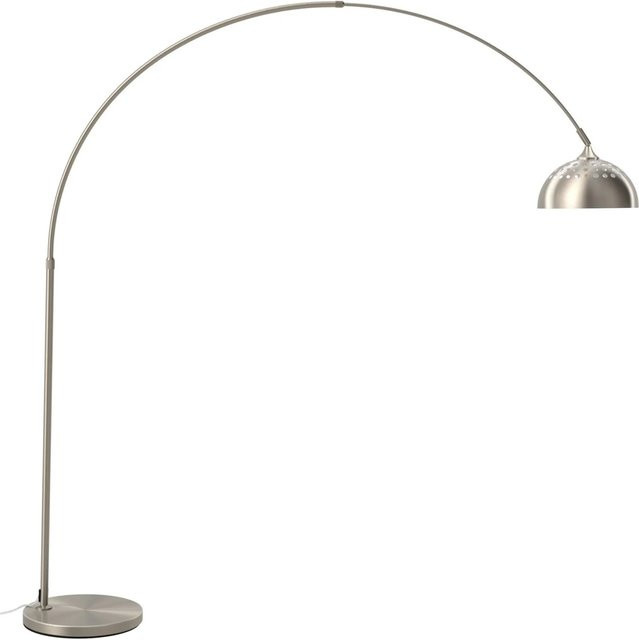 tectake Bogenleuchte Arcus im 70er Jahre Retro-Stil aus Stahl und Marmor in Nickel Matt, höhenverstellbar, B/T/H: 175 x 34,5 x 206 cm - Bild 2