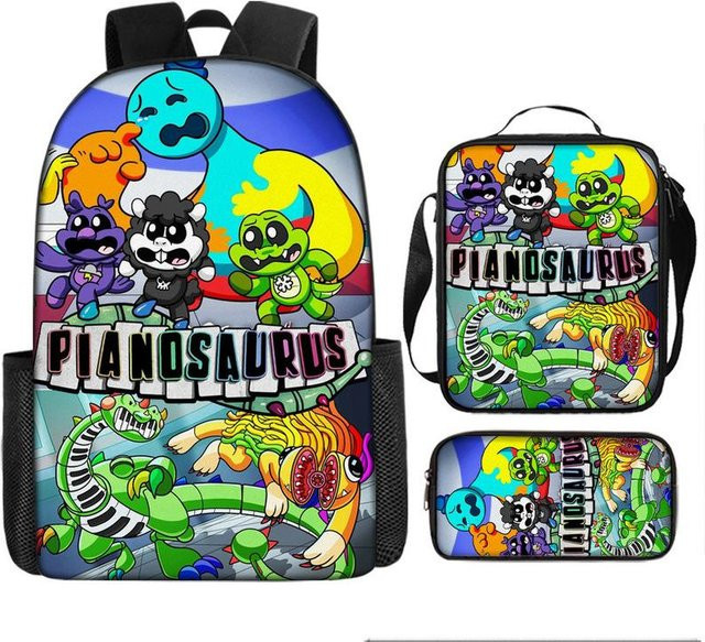 3-teiliges Albtraum-Abenteuer Rucksack-Set für Schüler mit Federmäppchen und Umhängetasche, mehrfarbig, B/T/H: 43 x 14 x 32 cm - Bild 1