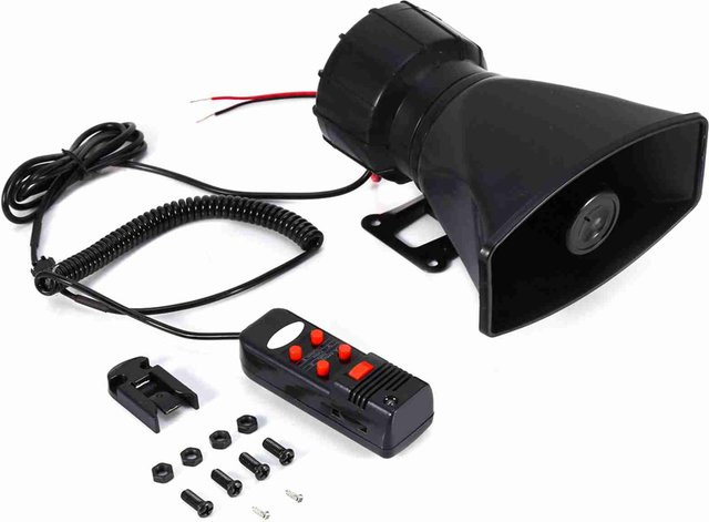 Wosawe Outdoor Sports Megafon Lautsprecher mit 5 Soundtönen und PA-Mikrofon für Auto, Van und LKW in Schwarz - Bild 1