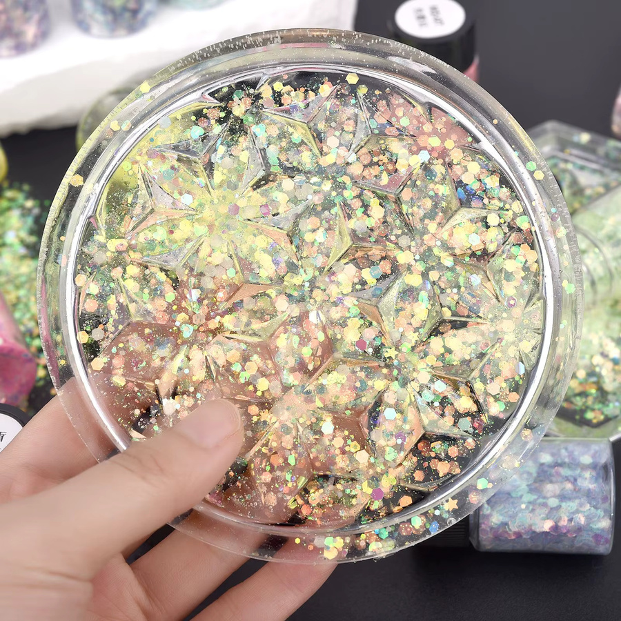 16-farbige leuchtende Pailletten in Multicolour für DIY-Epoxidharz, Schmuckherstellung und Nagelkunst - Bild 6