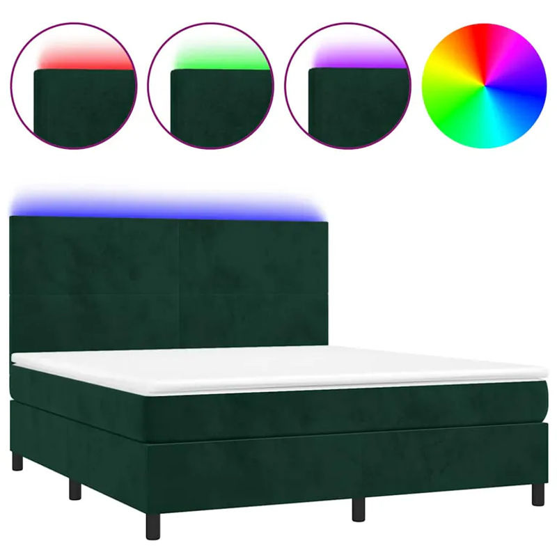 Vidaxl Kontinentalbett mit Matratze und LED in Grün aus Samt, B/T: 160 x 200 cm - Bild 4
