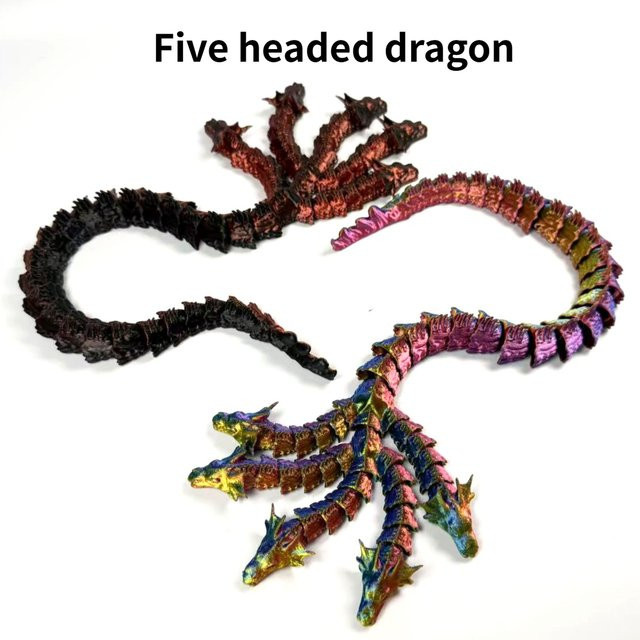 LDCX Fünfköpfiger Drache als bewegliches Scharnierspielzeug im 3D-Druck-Design - Bild 1