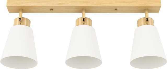 HOMCOM LED Deckenleuchte in skandinavischem Design mit 3 E27-Fassungen, 40W, Naturholz-Optik und verstellbaren Köpfen für Wohnzimmer, Schlafzimmer oder Flur - Bild 1