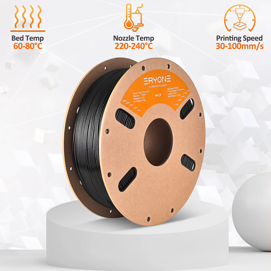 Eryone PP-Kohlefaser Filament Schwarz für FDM 3D-Druck, 0,9 kg - Bild 5