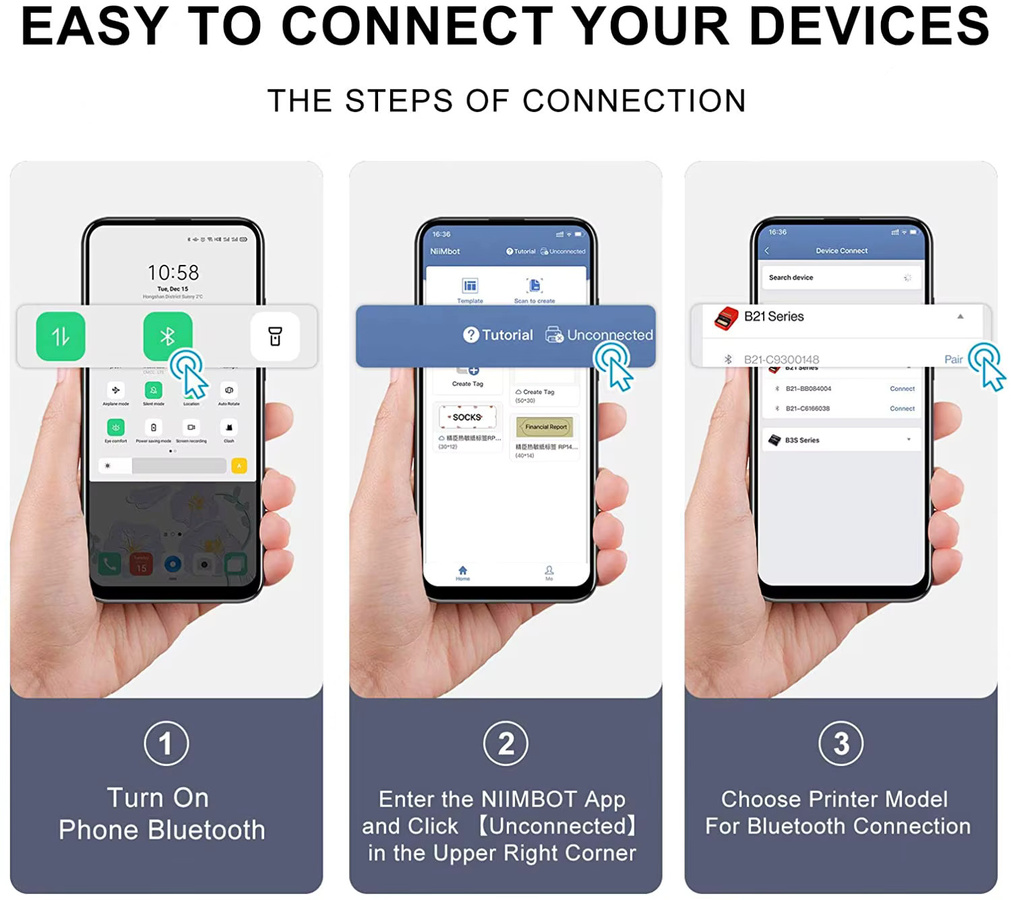 Niimbot B1 Tragbarer Bluetooth Thermo-Etikettendrucker für Barcodes und QR-Codes in Weiß - Bild 4