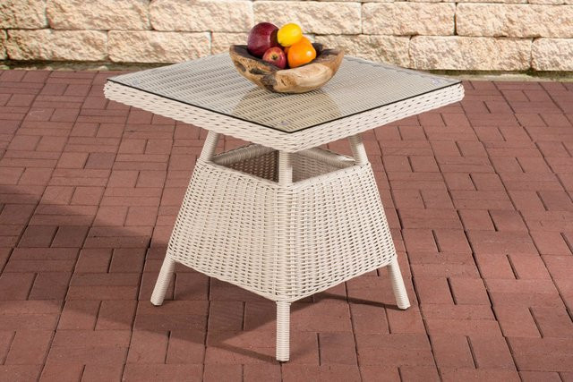 TPFGarden Gartentisch Lucea in Perlweiß aus Polyrattan mit Glasplatte - Bild 1