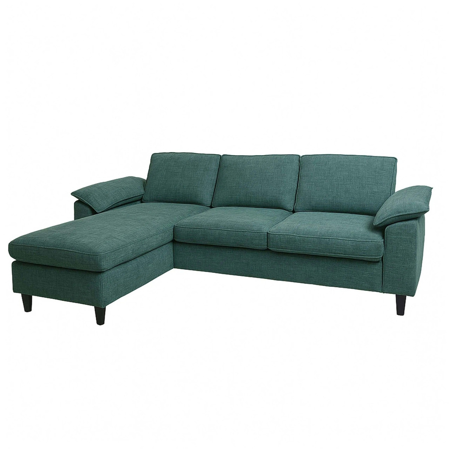 MCW Sofa-Garnitur O71 Ecksofa in L-Form mit Schlaffunktion, grau-grün, Stoff und Holzrahmen, B/T/H: 229 x 84 x 140 cm - Bild 3