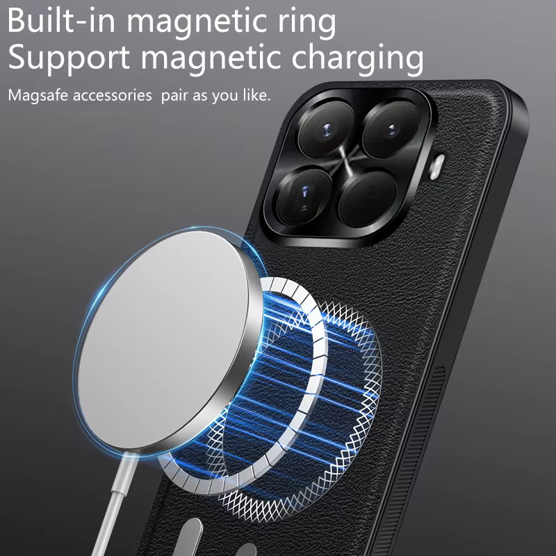Luxus PU Leder Schutzhülle mit MagSafe Magnetfunktion für Xiaomi Mi 15T Pro, Mi 15T und 14T Pro in Schwarz und Rot - Bild 2