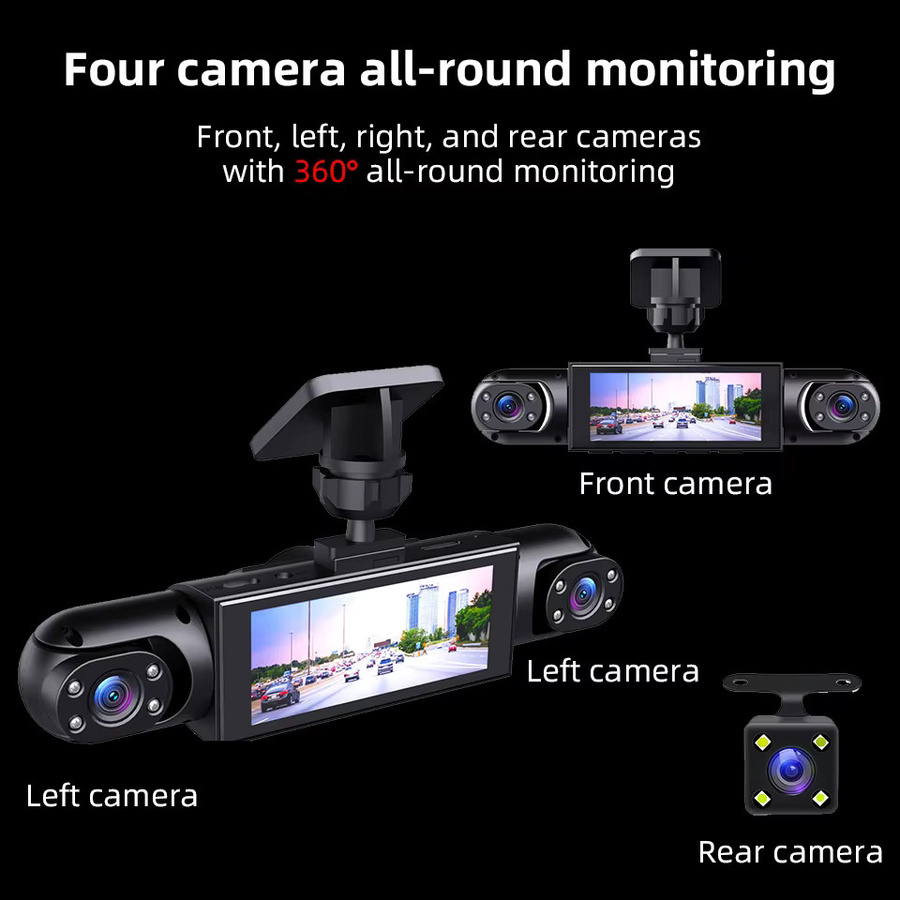 Acceo Dashcam in Schwarz mit 1080P Full HD, Nachtsicht, Loop-Aufnahme und 24/7 Parküberwachung sowie Unterstützung für 4 Kameras und optionale Rückkamera - Bild 2