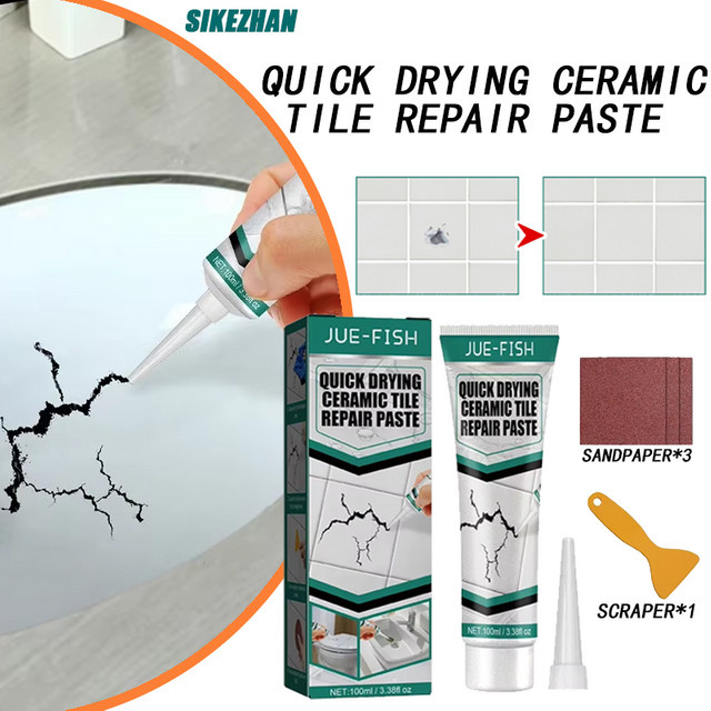 Fliesen Reparatur Kleber Kit in Weiß für Keramik und Porzellan, wasserdicht und schnell trocknend zur Rissreparatur von Bodenbelägen - Bild 1