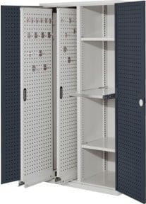 Kappes Vertikalschrank RasterPlan Mod. 84 aus Stahlblech mit Türen und Lochplatten innen, Farbe: Grau, B/T/H: 60 x 60 x 195 cm - Bild 1