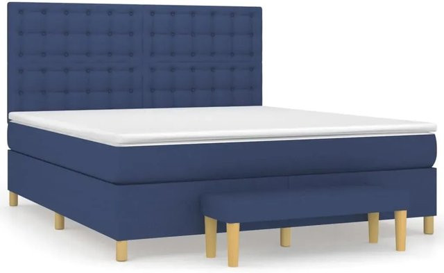 vidaXL Boxspringbett Hybrid mit Matratze und Kopfteil in Blau, B/T/H: 160 x 200 cm - Bild 1