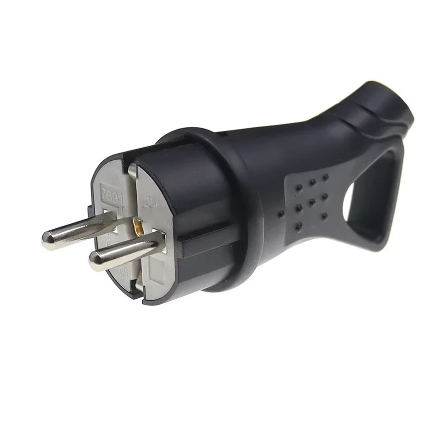 SUITU High Power Industriesteckdose aus Gummi, wasserdicht und geerdet, Schwarz, 16 A, 250 V, mit EU-Stecker und männlicher sowie weiblicher Steckdose - Bild 3