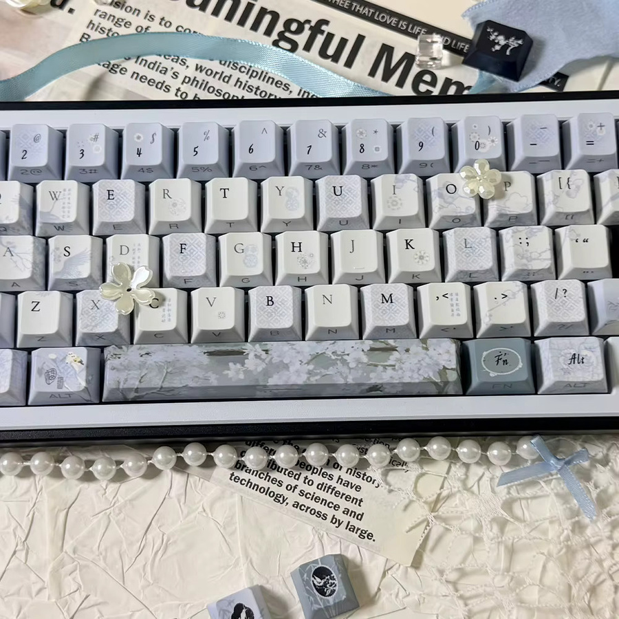 TTTSKONE PBT Tastenkappen im Cherry-Profil mit 5-seitiger Sublimation und Seitendruck, transparent, 120 Stück - Bild 4